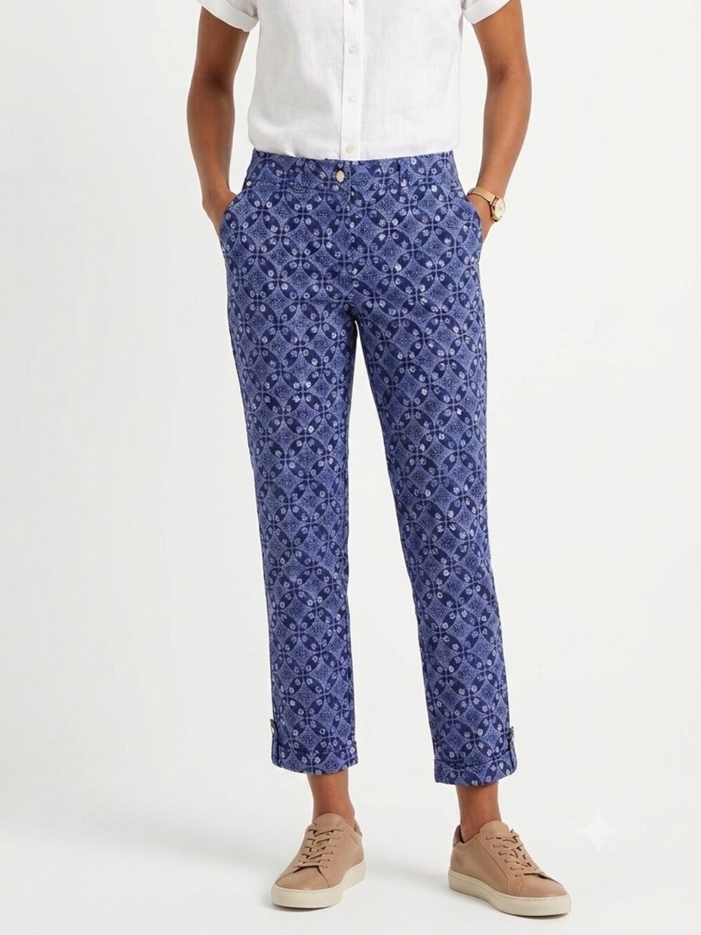 Chico's Light Blue and Navy Ankle Pants Chico's Size 0.5 US Small/6